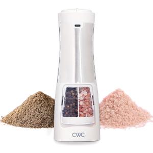 COOK WITH COLOR 2-in-1 Rechargeable Salt & Pepper Shaker - 2 Grinders for Salt and Pepper, 2.83 x 2.83 x 7.87 in, Cream