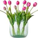 DUYONE 15pcs Artificial Tulips Flowers, Latex Bouquet, Fake Tulips for Office Wedding Party Home Kitchen Garden Decoration-B Peachblow