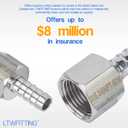 LTWFITTING Bar Production Stainless Steel 316 Barb Fitting Coupler 5/16" Hose ID x 3/8" Female NPT Air Fuel Water (Pack of 5)