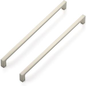 Ravinte 5 Pack 10 Inch Solid Square Cabinet Pulls - Brushed Nickel Handles for Kitchen Cabinets & Drawers (10" Hole Center)