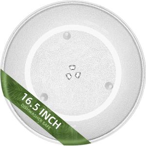 16.5" Microwave Turntable Plate Compatible with Whirlpool WPW10510836, 16 1/2 inch Microwave Glass Plate Replacement for Frigidaire 5304519348 GE WB48X29704 (16.5" Small Coupler Hole)