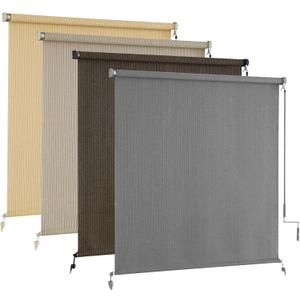 AOSKY Outdoor Roller Shades, Cordless Patio Shades Roll Up Outdoor Blinds, Roller Blinds Cloth for Porch Pergola Balcony Backyard Windows, 36" W x 72" H, Grey