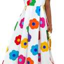Girls Summer Dress Flower Print Tank Dress Sleeveless Flared Hem Beach Vacation Long Dress Dresses for 8-12Y