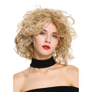 Sallcks Short Curly Blonde Wig for Women Shaggy Curly Natural Synthetic Heat Resistant Cosplay Costume Wig (Mixed Blonde)