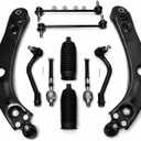 Front Lower Suspension & Steering Kit 10 PCS, Fit for Kia Sportage 2011-2013, for Hyundai Tucson 2010-2013, Control Arm with Ball Joint, Sway Bar Link, Inner & Outer Tie Rod End, Rack Bellows
