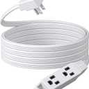 DEWENWILS 15FT Flat Plug Extension Cord, 3 Prong Ultra Thin Power Strip, 13A/125V/1625W, 16/3 Awg Grounded Flat Power Cable for Indoor Narrow Space, SPT-3 Cord, ETL Listed, White