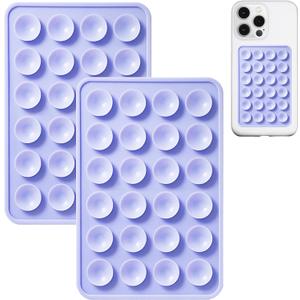 Anteel 2 Pack Silicone Suction Phone Case Mount, Non Slip Sticky Grip for Cellphone, Silicon Adhesive Suction Cup Mount, Strong Grip Holder for Selfies and Videos (Lavender)