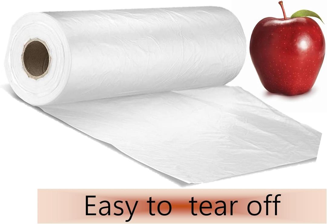 Mr Miracle Plastic Produce Bags for Food Storage - 12"x20" Clear Grocery Bag for Fruits, Vegetables, Bread - Easy Peel-Off Design, Continuous Roll, 1.75" Core, Pack of 1440 Bags 2 rolls