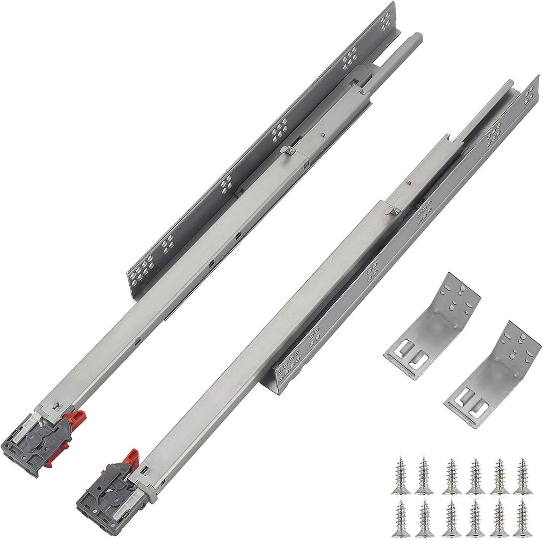 Undermount Drawer Slides 21 inch (1 Pair), Full Extension Soft Close Concealed Drawer Runners, Come with Mounting Screws and Brackets, 1 Pair