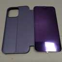 Case for iPhone 16 Pro Max - Slim Mirror Design Clear View Flip Bookstyle Ultra Slim Protective Case with Kickstand - Purple