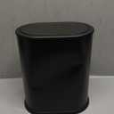 Anzoymx Stainless Steel Bathroom Trash Cans 1.8 Gallons Small Garbage Can with Pop up Lid, Metal Narrow Wastebasket, Slim Waterproof Litter Trash Bins Set for Bedroom, Toilet, Office (Black)