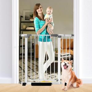 30 Inch Tall Baby Gate Auto Close Dog Gate Adjustable 29.92"-43.71" Wide Pressure Mounted Walk Through Swing Pet Gate for Doorways (29.92"-43.71" Wide)