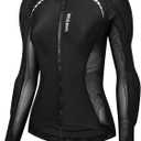 WOSAWE Mesh Motorcycle Jacket Women Padded Motorcycle Shirt with Back Pads Summer Sport Bike Gear (Black, Medium)