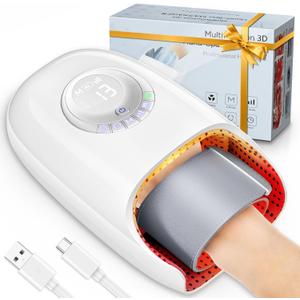 Hand Massager with Heat and Compression, Hand Massage for Arthritis and Carpal Tunnel Relief, 6 Modes Pressure Point Therapy, Blowing Wrist Massager, Finger & Palm Kneading, Gifts for Mom Dad