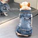 Dog Jean Jacket Pet Blue Denim Coat for Puppy Small Dogs Fashion Classic Overalls Girl Male Boy Cat Costumes Vintage Washed Vest Clothes Outfit Shirts (Blue, Medium)