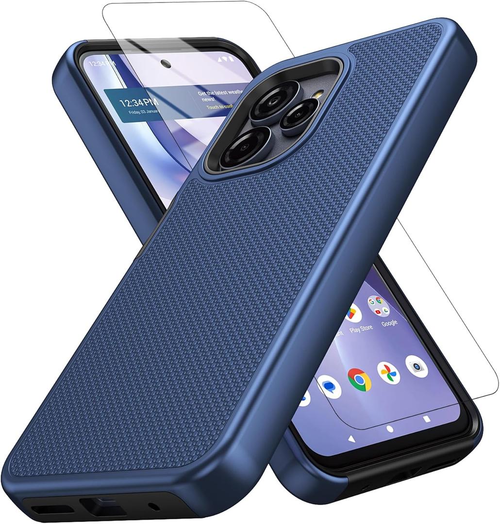 Case Compatible with T-Mobile REVVL 8 Pro, with Screen Protector, Dual Layer Shockproof Protective (Blue)