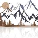 Demissle Mountain Range Metal Wall Art Decor Summit Rustic Wall Sign Forest Home Decor Sign Mountain Scene Art, 15.7 x 5.3 Inch(Colorful)