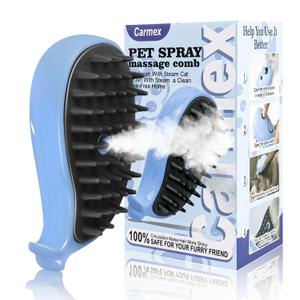 Cat Steam Brush for Shedding, Grooming With Steam, Rechargeable, Steamy Cat Brushes 3 In1, Self Cleaning Brush Massage,Clean and Removing Loose Hair-Blue