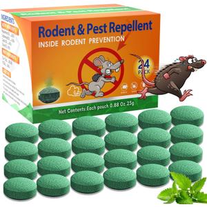 Mouse Rodent Repellent 24 Pack, Peppermint Oil Balls for Rodents Outdoor and Indoor Use, Deterrent Rats Mice Repellent for Car,Kitchen