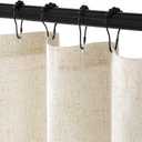 MIULEE Extra Long Linen Shower Curtain 84 Inches with 12 Metal Hooks Boho Farmhouse Heavy Buttonhole Fabric Shower Curtain Set Waterproof Thick Cloth Neutral Curtains for Bathroom W72*L84, Natural