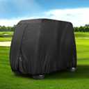 Golf Cart Cover 4 Passenger Heavy Duty, 420D Waterproof Golf Cart Covers Extended Roof Compatible with EZ GO Club Car Yamaha Golf Carts, Outdoor Dustproof 4 Seat Club Car Cover (Up to 112 Inch)