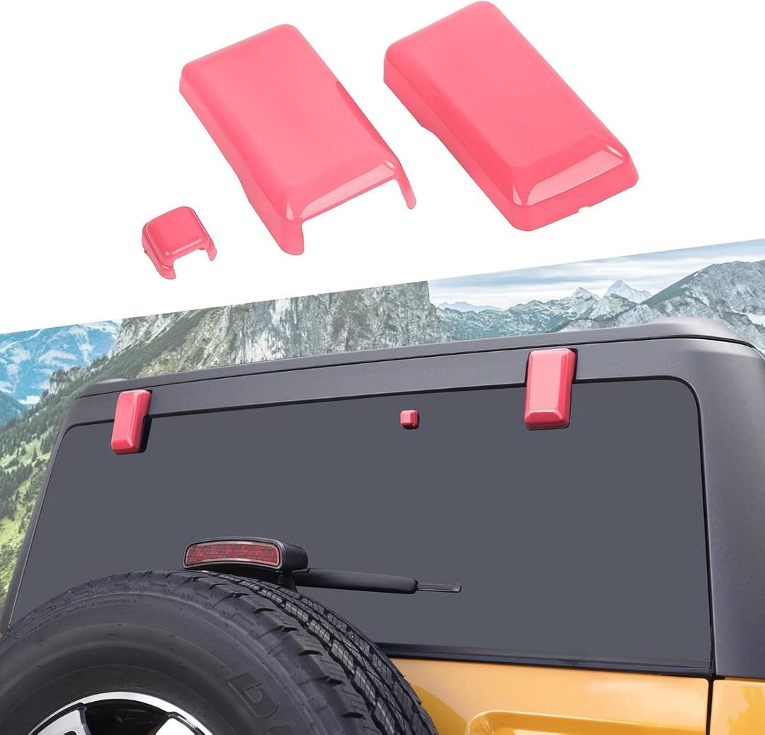Rear Tail Door Window Hinge & Rain Wiper Nozzle Cover Fit for Ford Bronco 2021-2025+(Pink)