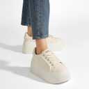 LUCKY STEP Women's Platform Fashion Sneakers Classic Wedge Canvas Casual Low Top Retro Walking Shoes (Beige, 7)