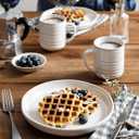 LE TAUCI Plates and Bowls Sets for 4, 16 Piece Stoneware Dinnerware Sets with Mugs, Ceramic Kitchen Dish Set, Chip Resistant, Microwave & Dishwasher Safe, Arctic White