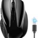 TECKNET Wireless Mouse (BT5.0/3.0 & 2.4G) Rechargeable 4800 DPI Silent USB A & Bluetooth Mouse 6 Buttons, Wide Compatibility - Black