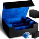Trading Card Storage Box - Holds 1800+ Cards With Magnetic Closure, 10 Dividers, 3 Foam Stoppers and 100 Sleeves fits Commander MTG, YuGiOh, and Sports Card Storage - Card Case - Deck Box - TCG (Black/Blue)