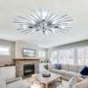 ZGLAOJT Semi Flush Mount 8 Light Ceiling Light Modern Metal Ceiling Lighting Chrome Light Fixture Chandelier for Farmhouse Kitchen Dining Room Bedroom Hallway Living Room