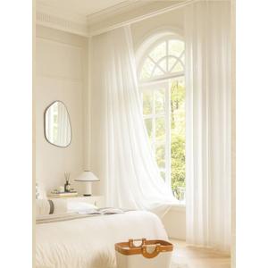 Living Room Curtains Semi-Sheer Set of 2,2 x 40W x 96H inch,White Drapes for Room Solid Color Curtains for Kitchen for Eyelets