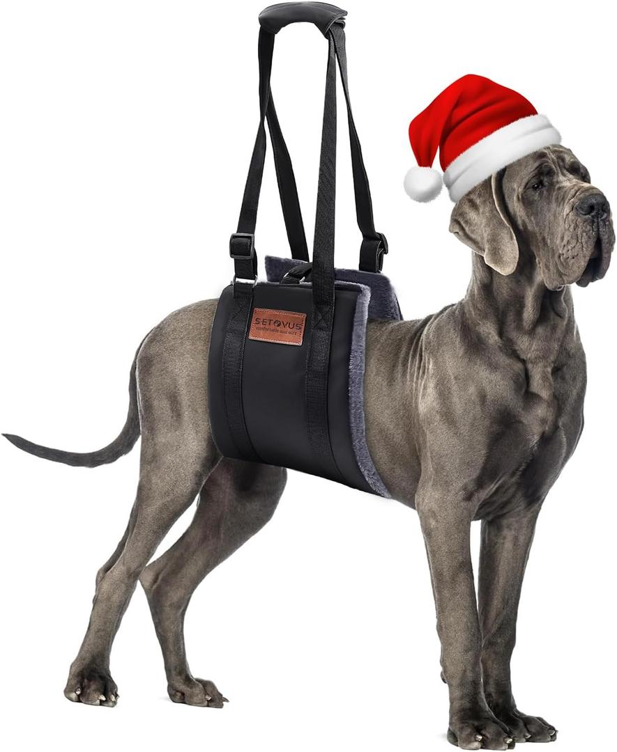 Dog Sling for Large Dogs Hind Leg Support, Magic Tape Dog Lift Harness, Soft Dog Support Harness for Back Legs, Hip Support Harness to Help Senior, Injured, Disabled and After ACL Surgery (Medium, Grey)