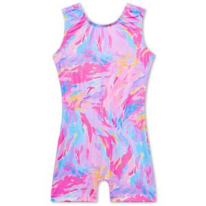 Nymphperi Girls Gymnastics Leotards 2t 3t Toddler Shiny Blue Pink Strips Tank Biketards Sleeveless Breathable Dance Unitards
