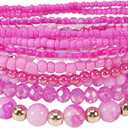 Boho Colorful Stackable Crystal Glass Beads Stretch Bracelets Multilayered Bracelets for Women Bohemian Jewelry