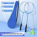 12 Pack Badminton Rackets Set Including Badminton Racquets, Nylon Shuttlecocks and Carry Bag for Outdoor Backyard Games Beginners, 26.57 inches x 10.04 inches