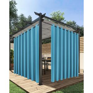 HolidayIdeas Extra Wide Outdoor Curtains for Patio Waterproof, 2 Panels - 110 x 84 Inch - Privacy & Light Filtering Curtains Grommet Outside Curtains for Porch, Gazebo, Pergola, Backyard (Teal