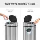 iTouchless 13 Gallon Oval Sensor Trash Can with Odor Filter, Fingerprint-Proof Stainless Steel, 50 Liter Automatic Kitchen Garbage Bin, Smart Hands-Free Motion Lid, Quiet Soft-Close, Brushed Silver