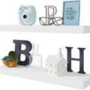 BAMEOS Floating Shelf,Wall Shelf,Decor Wall Mounted Shelves,Hanging Shelf Set L24xW6 for Bathroom Kitchen Living,Kitchen,Room Bedroom Storage,White