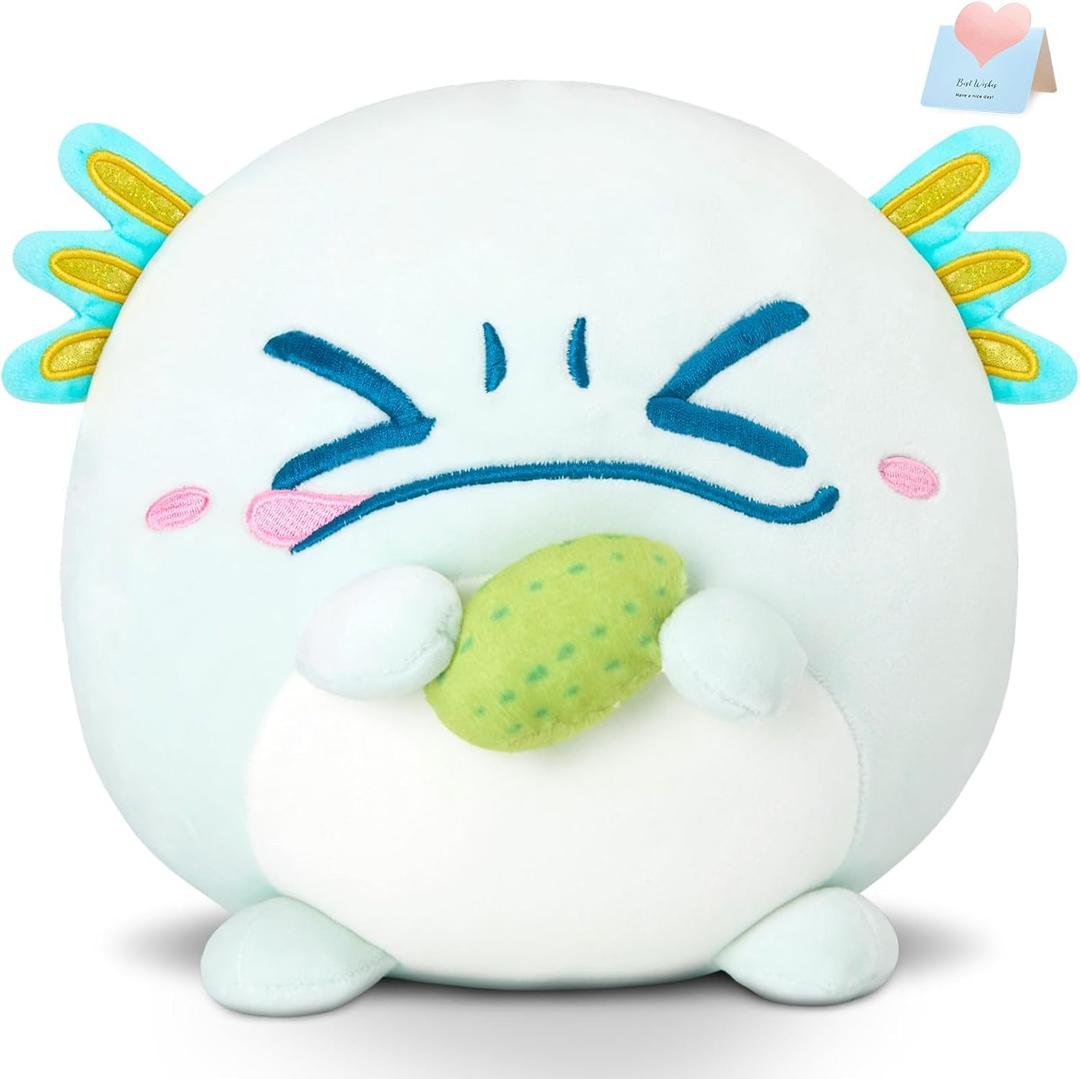 Axolotl Plush Stuffed Animals Plushie Original Cucumber Axolotl Squishy Pillow for Kids Girls Boys 8"
