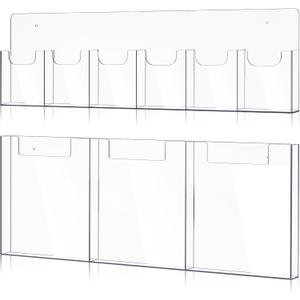 Sherr 2 Pcs Acrylic Brochure Pamphlet Holder Wall Mount 2 Sizes 9 Pocket Fits for 8.5" x 11" and 4" x 9" Brochure Magazine Holder Literature Multi Slot Wall Mount Combo Display Clear Flyer