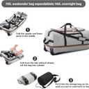 Rolling Duffle Bag with Wheels,110L/140L Expandable Soft-Sided Foldable Duffle Bag with 2 Rubber Wheels,Packable 32” Rolling Carry-On with Multi-Pockets & Compartments (Grey)