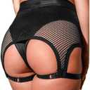 BZB Womens Booty Shorts Trendy High Waisted Yoga Hot Pants Festival Garter Clubwear Pole Dance Shorts (Medium, Black)