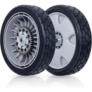 CheeMuii 9" HRX217 Lawn Mower Rear Wheels Kit 2 Pcs Back Wheels Replace for 42710-VH7-010ZA, 42710-VH7-010ZB, 42710-VH7-000ZA 9 Inch Wheel with Gear Fit for Honda HRX217 Lawnmowers