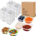 2 x 20 sets Reusable Snack Containers 2 Compartment Condiment Container With Lids Snackle Box Container Portion Control for Refrigeration Sauce,Outdoor Takeaway,Travel