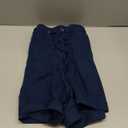 Amazon Essentials Women's 5" Inseam Drawstring Linen Blend Shorts (Large, Dark Blue)