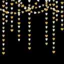 White-Gold Champagne Party-Decorations Heart Streamers Garland - 52Ft Christmas Wedding Engagement Hanging Paper Banner,Bachelorette Neutral Baby Bridal Shower Decor Banners Lasting Surprise