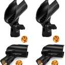 4 Pcs Universal Microphone Clip, Adjustable Mic Clip Holder for Mic StandCome with 5/8" Male to 3/8" Female Screw Adapter