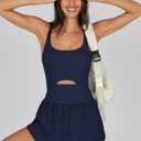 Caracilia Women's Workout Athletic Romper Summer Sets Short Jumpsuits Onesie Running Outfits Exercise Gym 2026 Trendy Clothes (Blue, S)