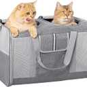 Large Cat Carrier for 2 Cats, 21.7X 13.8X 13.8in Pet Carrier for Cat and Dog Up to 38lbs, All-Sided Mesh Cat Carriers with Great Ventilation, Portable Soft Sided Pet Carriers for Traveling